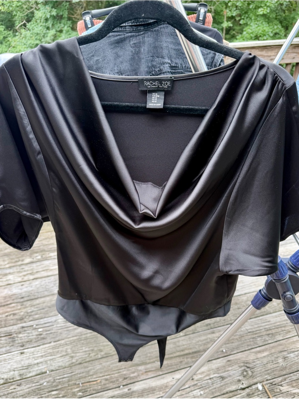 Rachel Zoe Black Draped Cowl Neck Women's Bodysuit